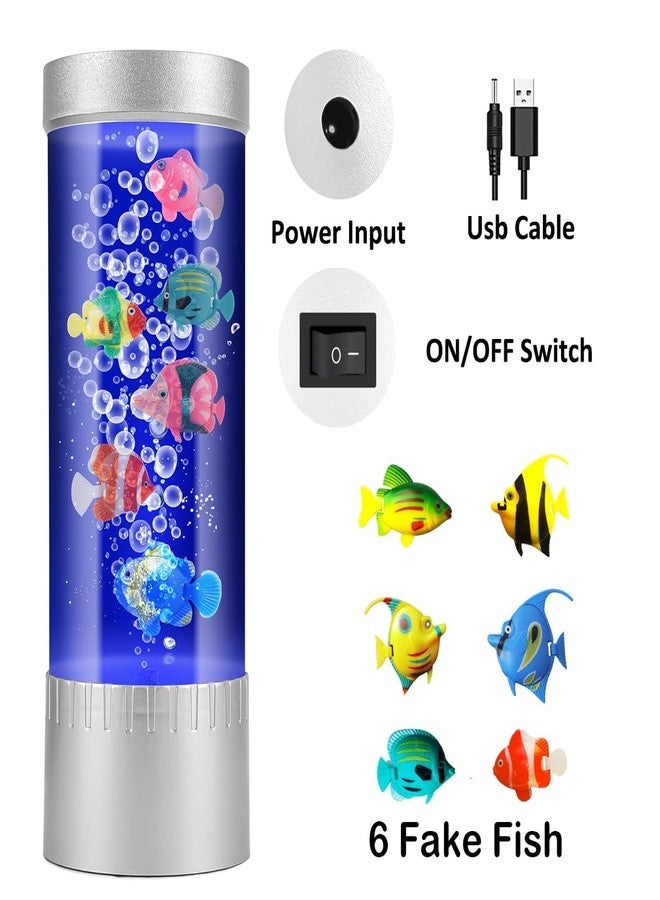 Handsbrain Bubble Fish Lamp with 6 Floating Fake Fish - LED Aquarium Night Light with Bubbles - Cylindrical Transparent Tank, Perfect for Kids’ Rooms, Offices, and Living Spaces - Image 5